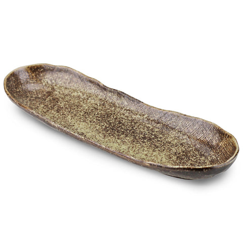 Iga Brown Shade Rounded long Plate 13