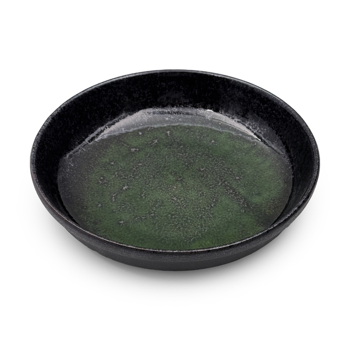 Textured Black x Glossy Green Pasta Plate 8.7" dia