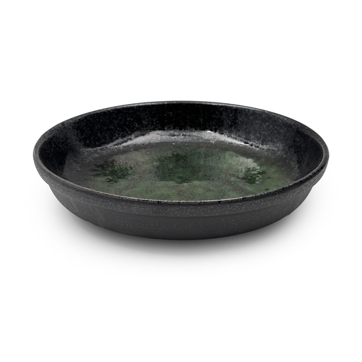 Textured Black x Glossy Green Pasta Plate 8.7" dia