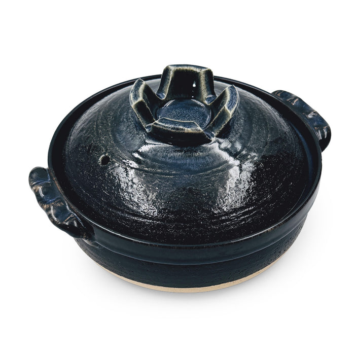 Ruriyu Cobalt x Black Donabe Clay Pot 50 fl oz / 8.5" dia