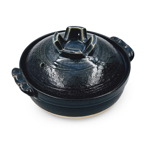 Ruriyu Cobalt x Black Banko Donabe Clay Pot 50 fl oz / 8.5