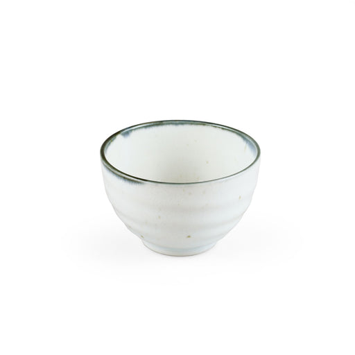 Shirokinyo Ivory Speckled Small Bowl with Indigo Rim 11 fl oz