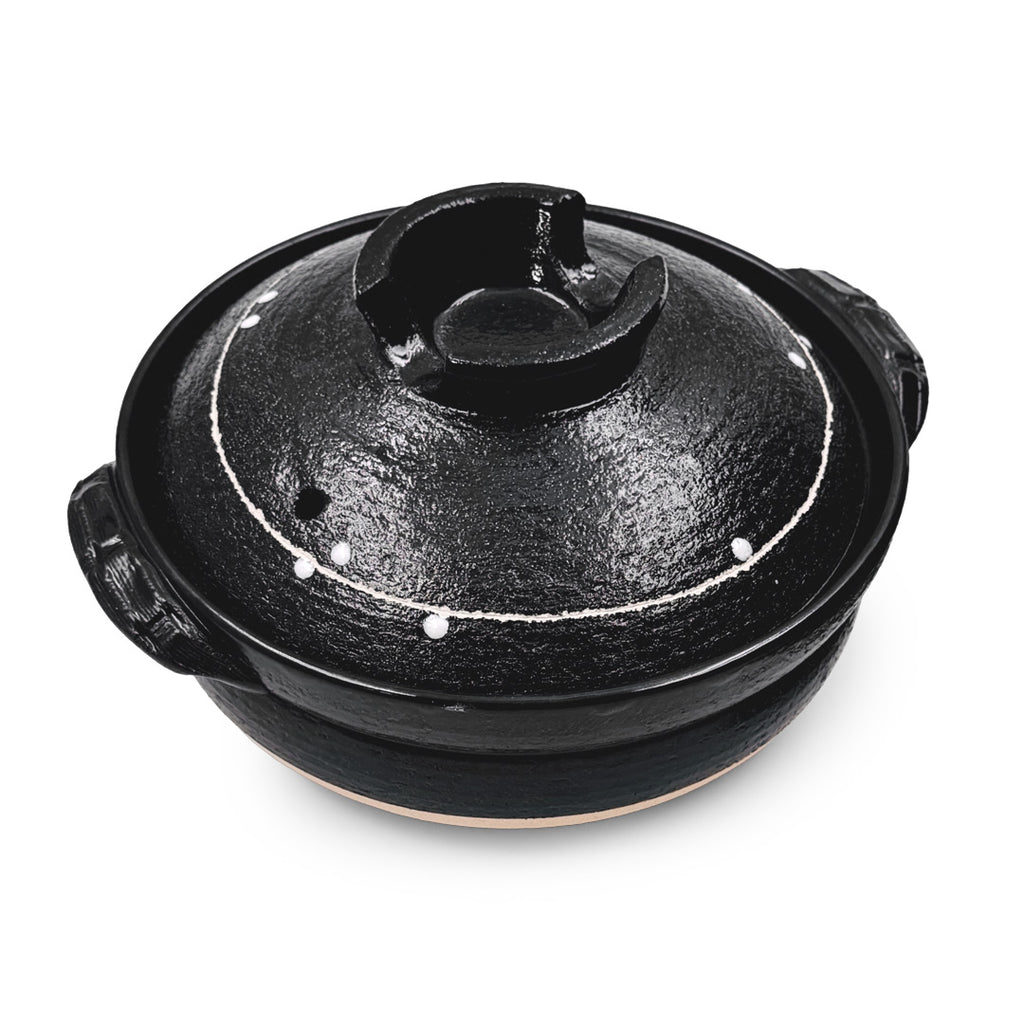 Kuroyu Black x White Line Banko Donabe Clay Pot 47 fl oz / 8.5