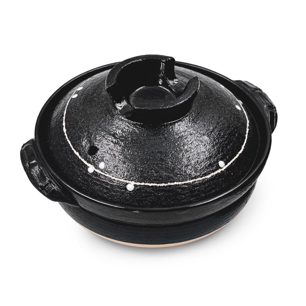 Kuroyu Black x White Line Banko Donabe Clay Pot 47 fl oz / 8.5