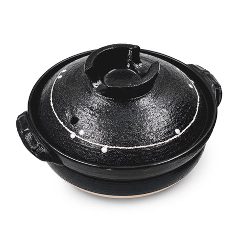 Kuroyu Black x White Line Banko Donabe Clay Pot 47 fl oz / 8.5