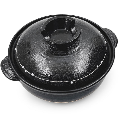 Kuroyu Black x White Line Banko Donabe Clay Pot 123 fl oz / 11.2