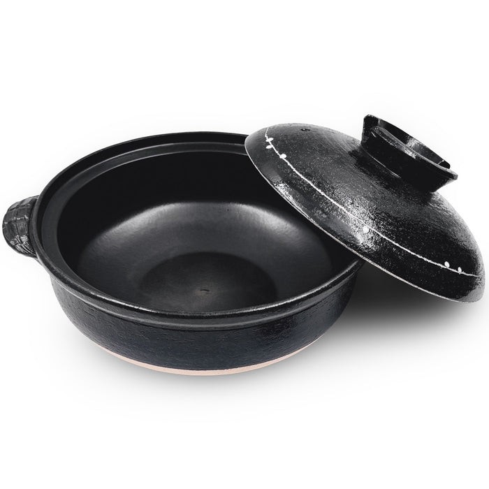 Kuroyu Black x White Line Donabe Clay Pot 123 fl oz / 11.2" dia