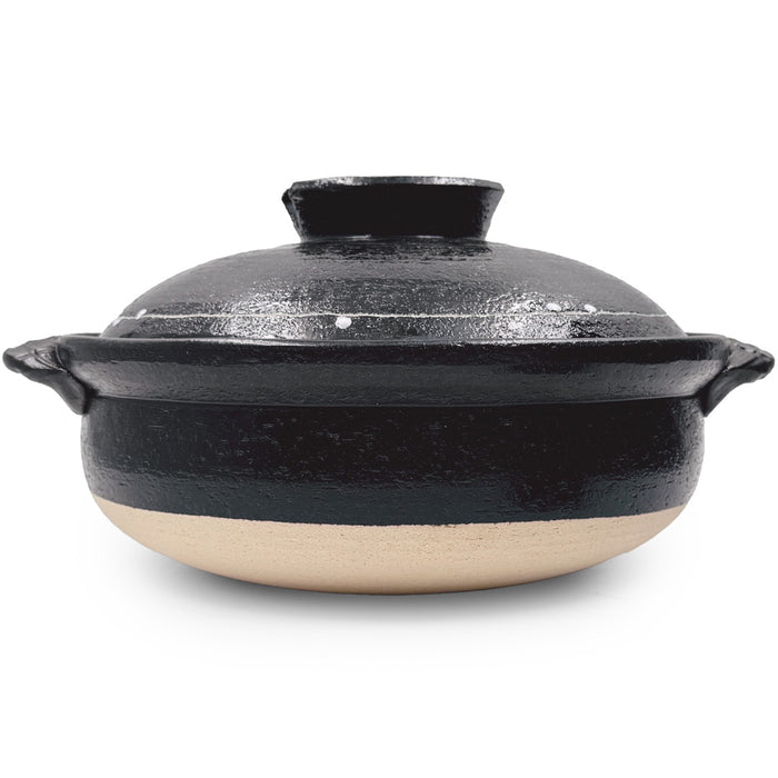 Kuroyu Black x White Line Donabe Clay Pot 123 fl oz / 11.2" dia