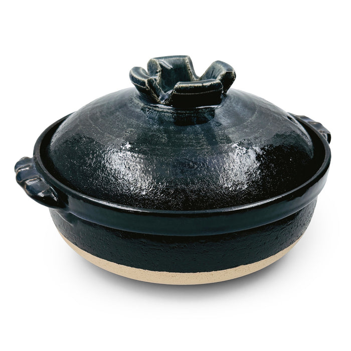 Ruriyu Cobalt x Black Donabe Clay Pot 88 fl oz / 9.8" dia