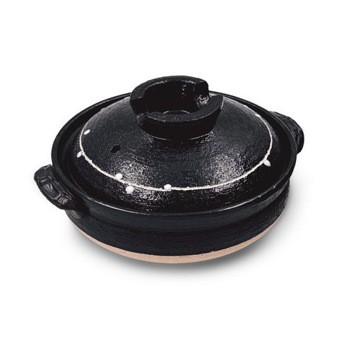 Kuroyu Black x White Line Banko Donabe Clay Pot 28 fl oz / 7.3