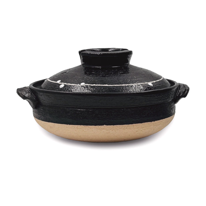 Kuroyu Black x White Line Donabe Clay Pot 28 fl oz / 7.3" dia