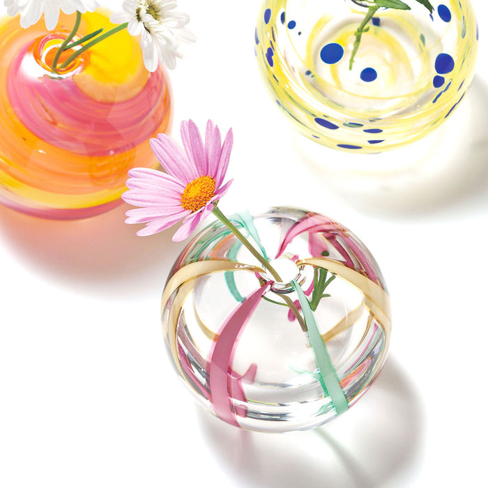 Hand Thrown Glass Bud Vase Tsugaru Vidro Irotemari Yayoi