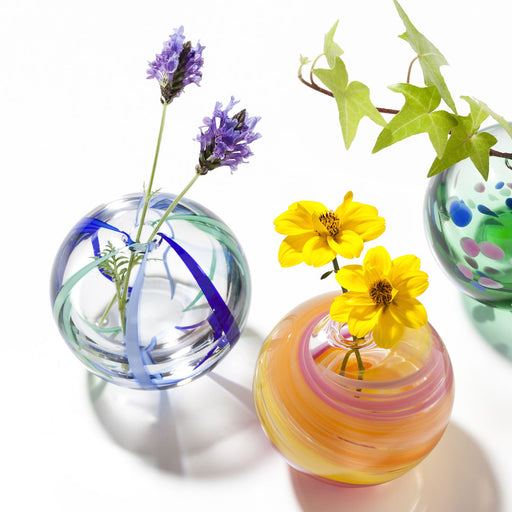 Hand Thrown Glass Bud Vase Tsugaru Vidro Irotemari Blue Sky