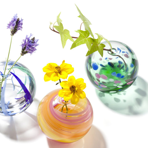 Hand Thrown Glass Bud Vase Tsugaru Vidro Irotemari Aoba