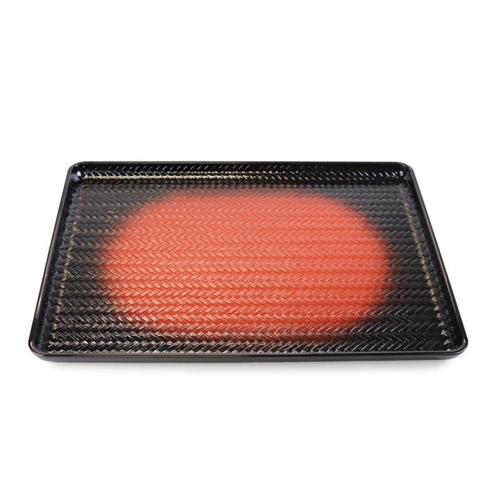 [Clearance] Non-Slip Black x Red Woven Patterned Rectangular Serving Tray 15.5" x 12.2"