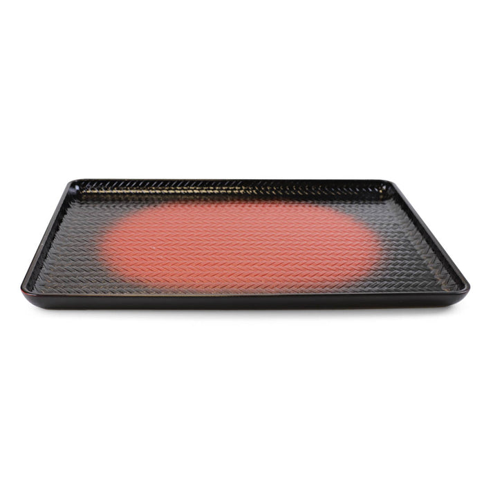 [Clearance] Non-Slip Black x Red Woven Patterned Rectangular Serving Tray 15.5" x 12.2"