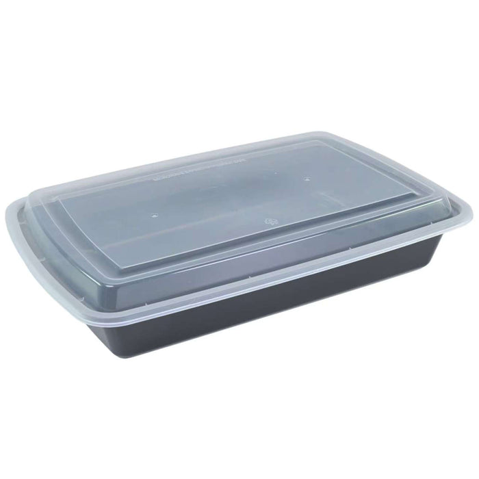 PP Black Takeout Deli Container with Clear Lid 6.1" x 8.8" (150/case)