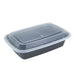 PP Black Takeout Deli Container with Clear Lid 5.5" x 7.9" (150/case)