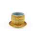 Light Brown Rattan Pattern Yunomi Teacup with Saucer