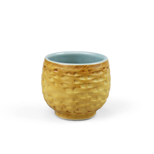 Light Brown Rattan Pattern Yunomi Teacup