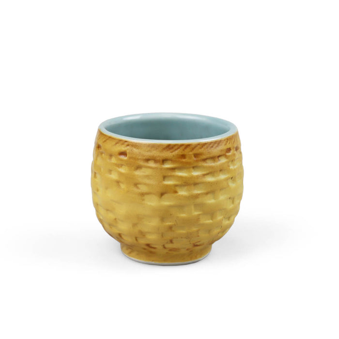 Light Brown Rattan Pattern Yunomi Teacup