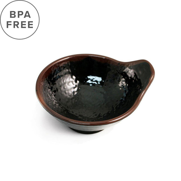 Melamine Black Tonsui Bowl with Brown Trim  5 fl oz / 4.25" dia
