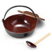 Yamaga Cast Iron Enameled Pot 7.1 dia 40 fl oz with Wooden Serving Spoon