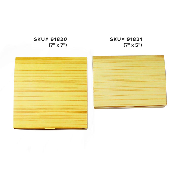 [Clearance] Wooden Pattern Square Paper Take Out Bento Box 7" x 7" (200/case)