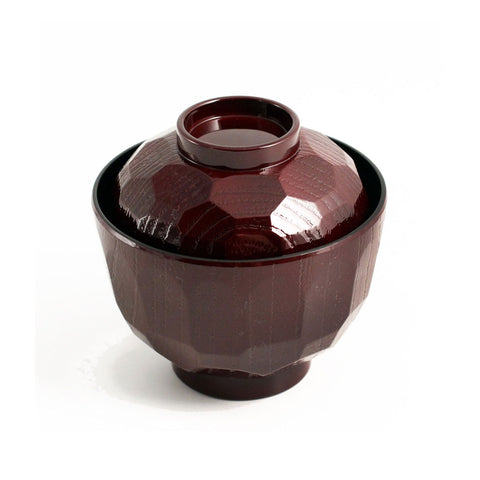 Textured Red Soup Bowl with Lid 7 fl oz / 3.82