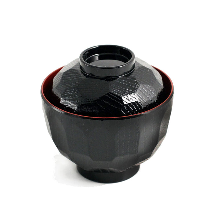 Textured Black Soup Bowl with Lid 7 fl oz / 3.82" dia