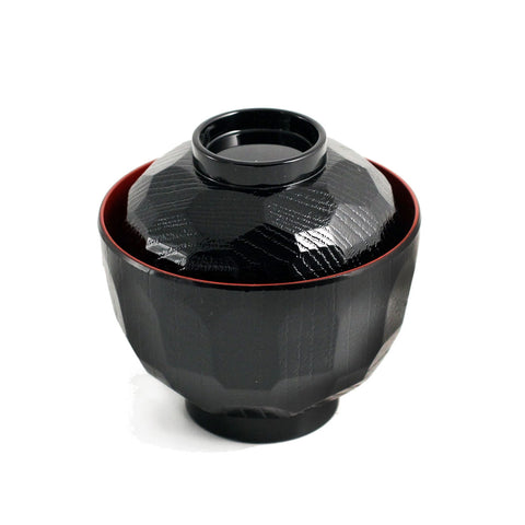 Textured Black Soup Bowl with Lid 7 fl oz / 3.82