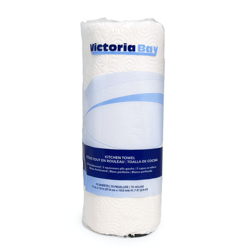 Victoria Bay Kitchen Paper Towel 2-PLY White Perforated 70 Sheets/Roll 30 Rolls/Case