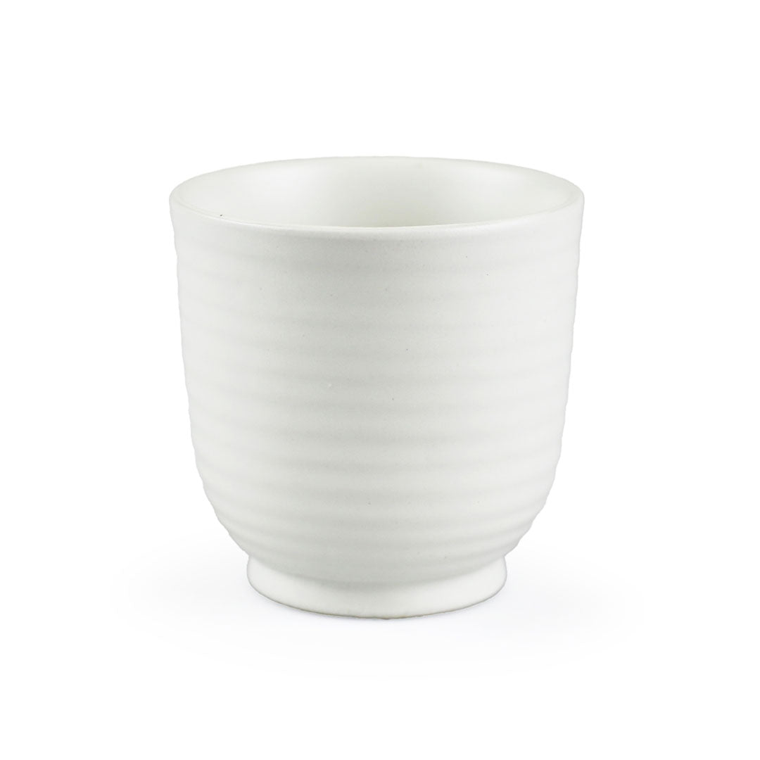 Ridged Ivory Yunomi Teacup 7 fl oz / 3.1" dia