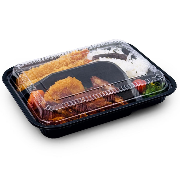 TZ-305-02K PS Black Take Out Bento Box 9.3" x 7.5" (252/case)