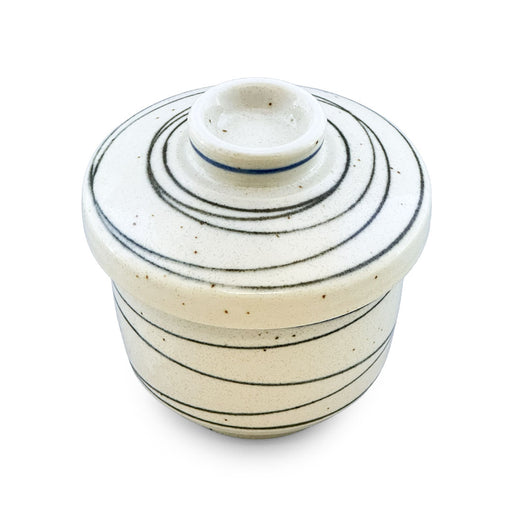 Chawan Mushi Cup with Blue Swirled Lines 8 fl oz