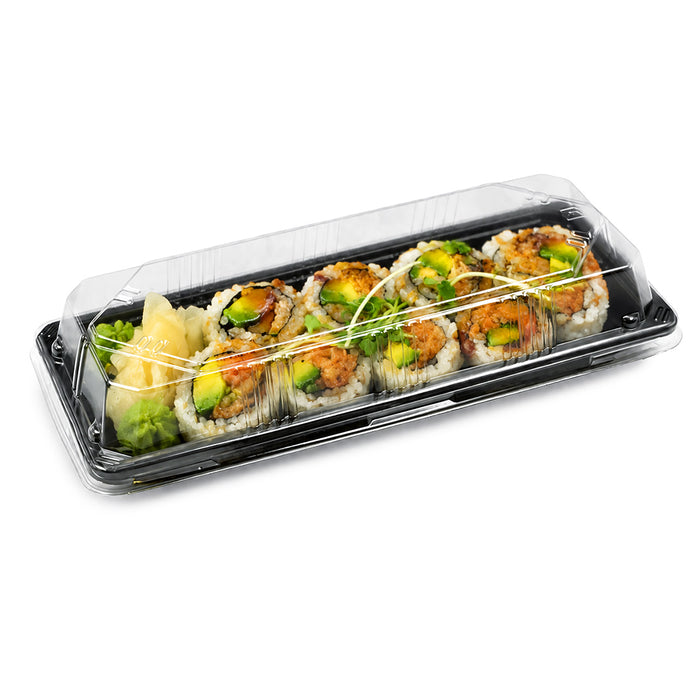 YB-06 PET Black Takeout Sushi Tray 8.7" x 3.5" (500/case)