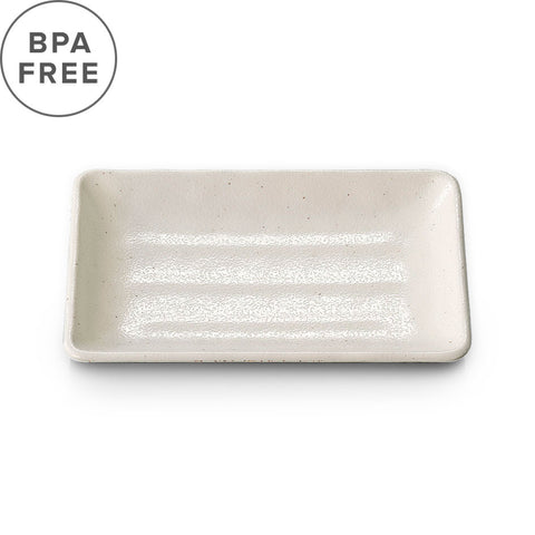[Clearance] Melamine Kobiki White Grainy Rectangular Plate 7.7