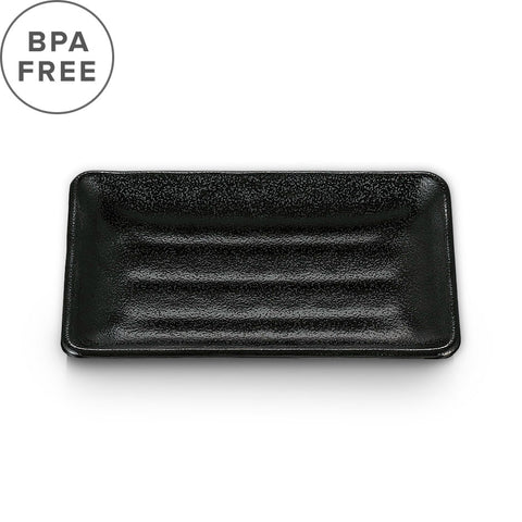 [Clearance] Melamine Black Grainy Rectangular Plate 7.7