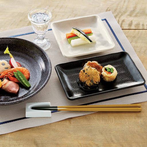 Melamine Black Grainy Rectangular Plate 7.7" x 5.1"