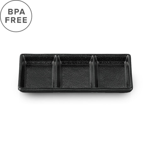 [Clearance] 3 Compartment Melamine Black Grainy Condiment Dish 7.7
