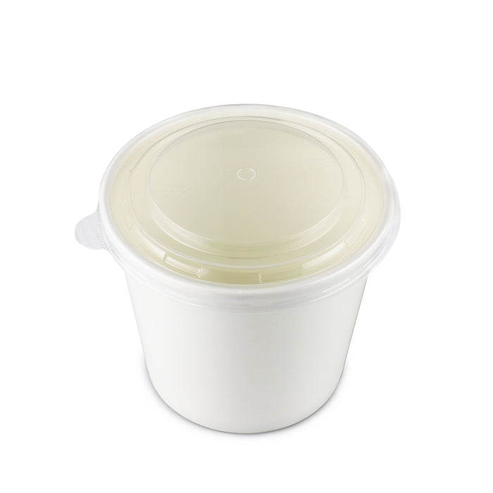 White Paper Waterproof Takeout Bowl with Lid & Inner Tray 40 fl oz - Set of 600