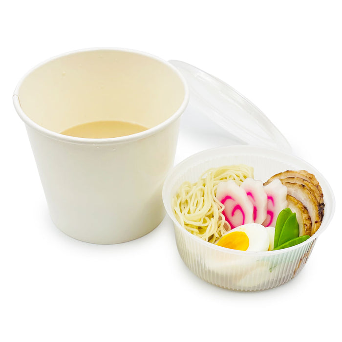 White Paper Waterproof Takeout Bowl with Lid & Inner Tray 40 fl oz - Set of 600