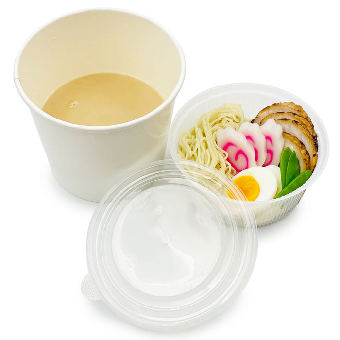 White Paper Waterproof Takeout Bowl with Lid & Inner Tray 40 fl oz - Set of 600