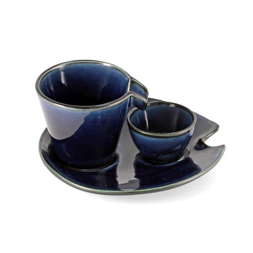 Cobalt Blue Glossy Ceramic Sake Serving Saucer 6.14" x 5.91"