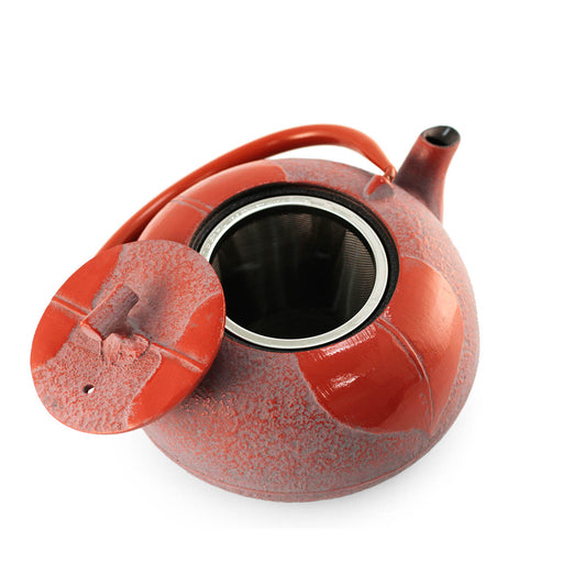 Leaf Motif Red Nanbu Cast Iron Teapot 23 fl oz