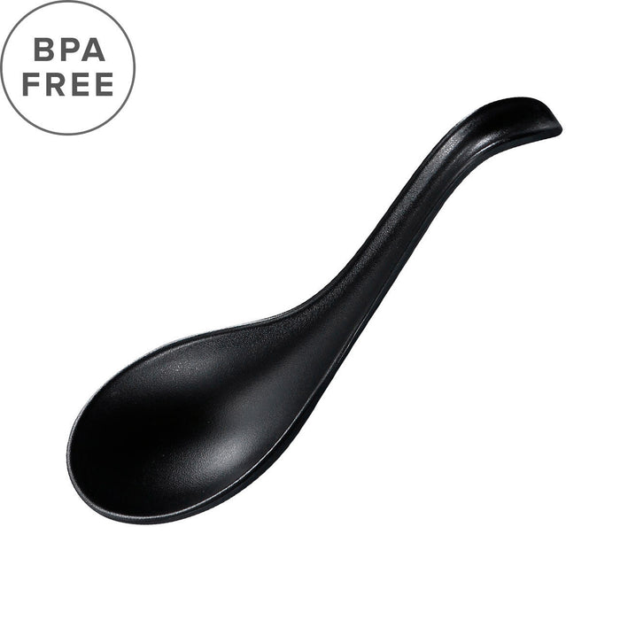 Melamine Black Matte Renge Ramen Spoon 6.25" Length (Set of 36)