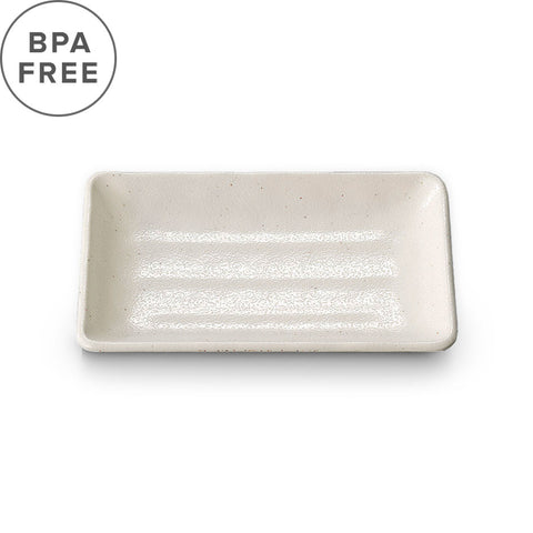 [Clearance] Melamine Kobiki White Grainy Rectangular Plate 7