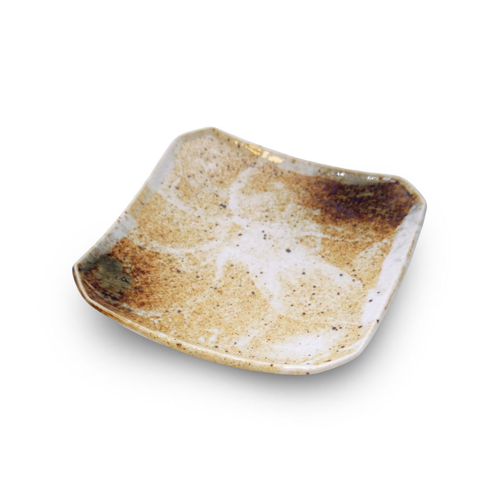 中里花子　Square Plate M Yukishino Moss White Square Plate Kozara 5.28