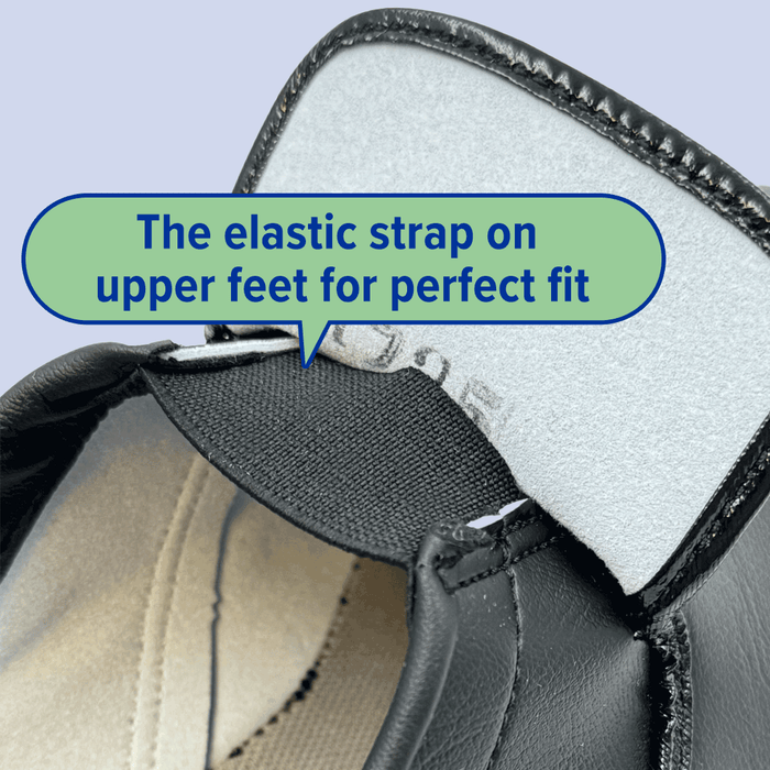 The elastic strap on upper feet for perfect fit