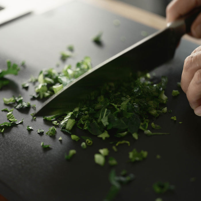 Parker Asahi Rubber Matte Black Pro Cutting Board Minching Herbs
